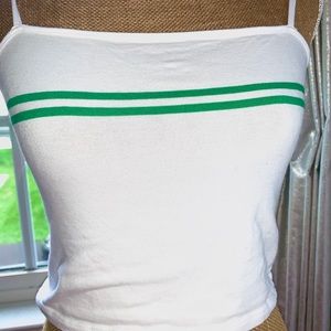 Forever 21 NWOT White Crop Top with Green Stripes